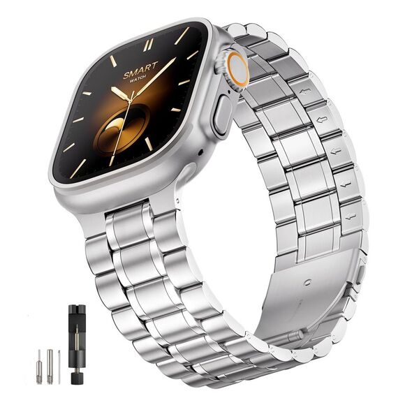 unknown Other - Stainless Steel Band for Apple Watch Ultra 49mm 46 45 44 42mm Silver Business